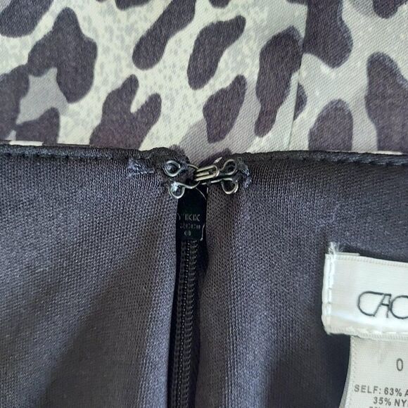 Cache Women's Leopard Animal Print Dress - Size 0 Silver/Black - Picture 9 of 12